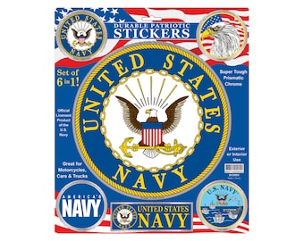 Officially Licensed U.S. Navy Durable Car Sticker Set of 6, US Navy Car Decal, Navy Bumper Sticker, USN Car Decal, Auto Emblem for vehicles