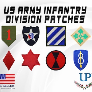 Embroidered US Army Infantry Divisions Iron On Patches, Infantry Division Patches, 1st, 2nd, 3rd, 4th, 5th, 6th, 7th, 8th Infantry Division