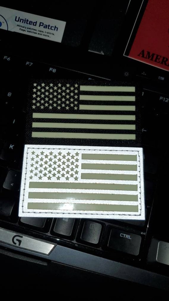 Glow in Dark US Flag Velcro Patches, Reflective Flag Patch, Smile