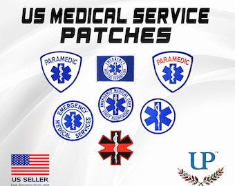 US Medical Services Iron On Patches, Paramedic Patches, EMT Patches, EMS Patches, EMc Medic Patches for Jackets, T-Shirts, Masks