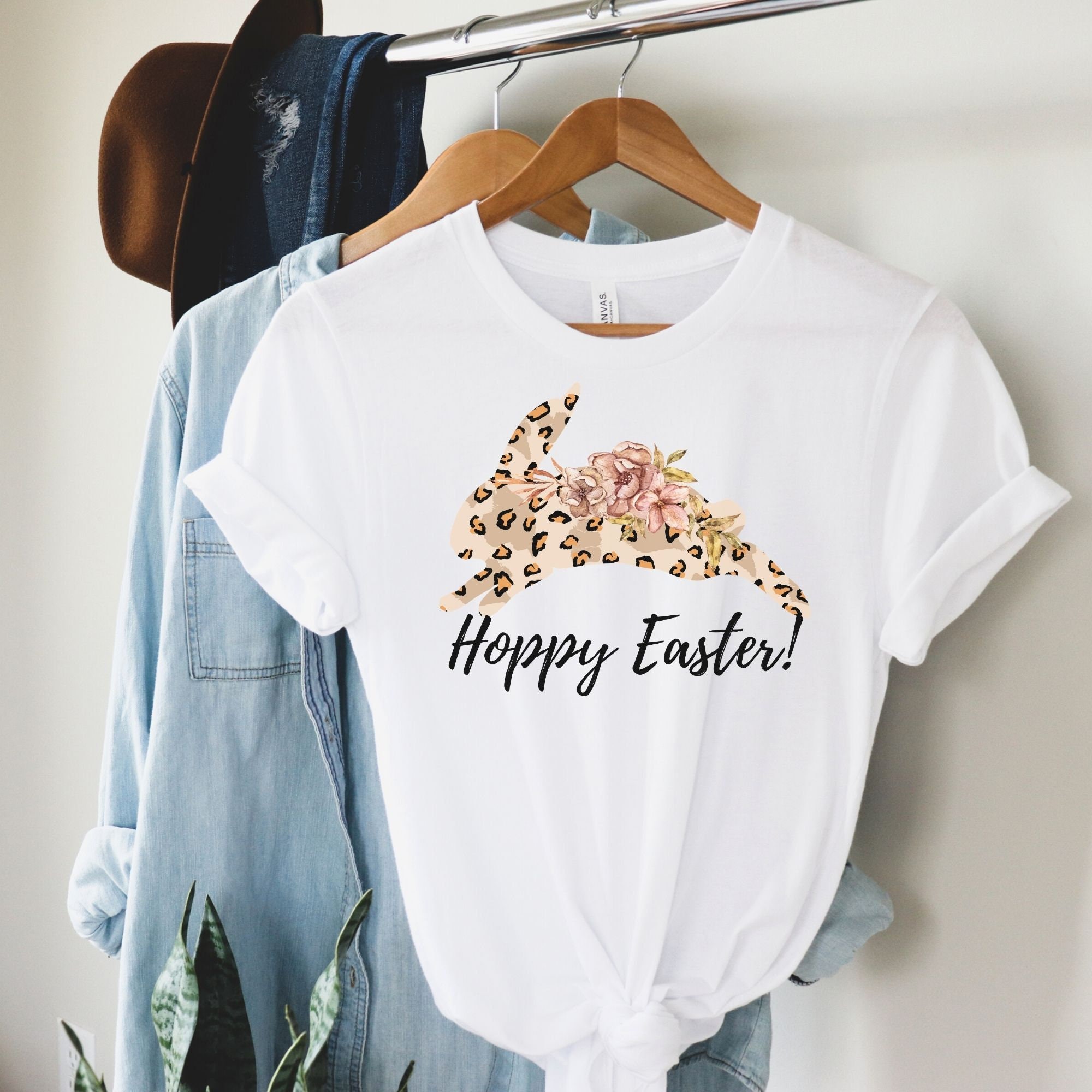 Hoppy Easter Tshirt Easter bunny leopard print tshirt | Etsy