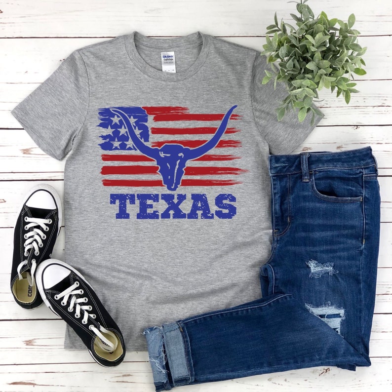 Texas American Flag Longhorn Veterans Day USA Patriotic Etsy