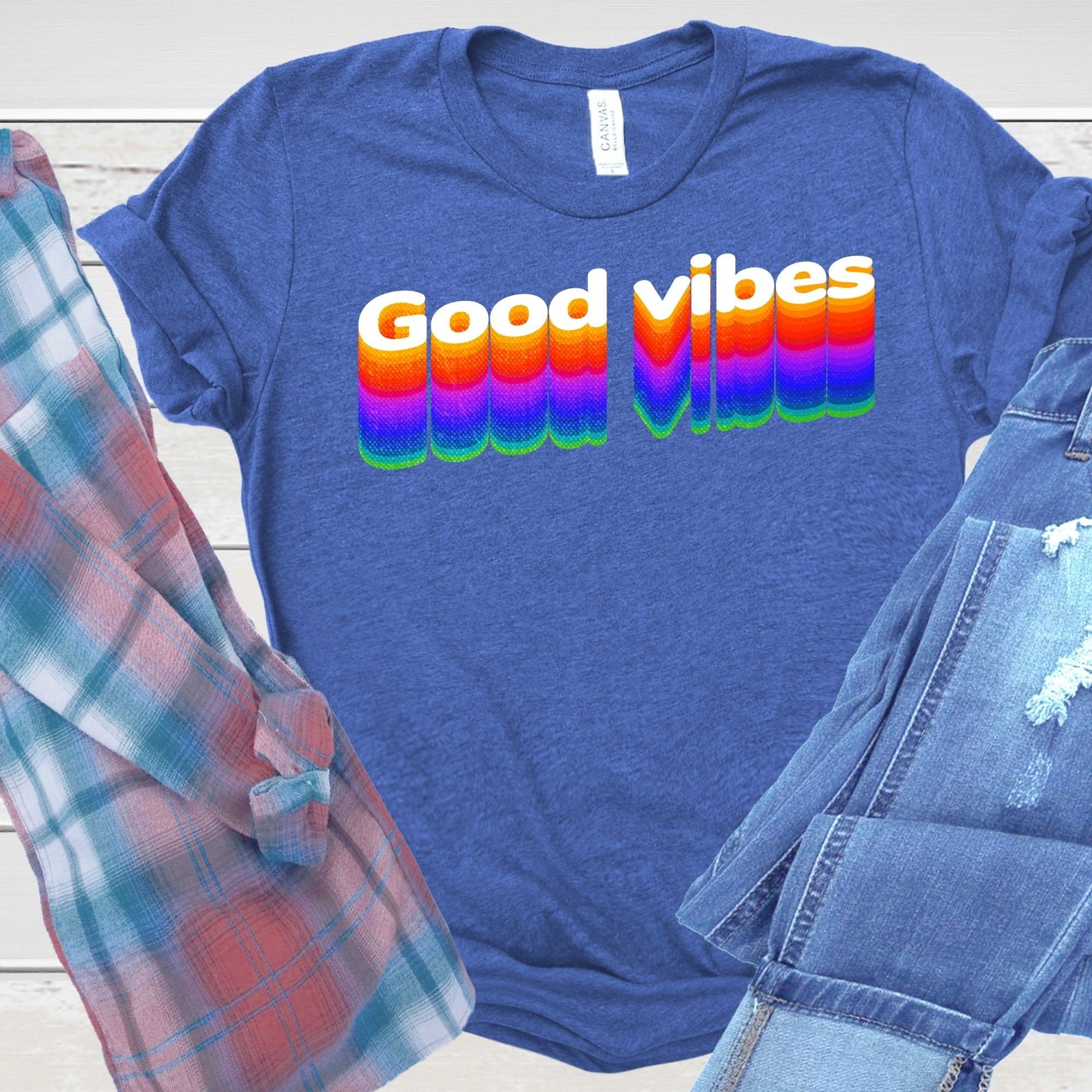 Rainbow t-shirtGood Vibes tshirtPeace Sign t shirtunisex t-shirt