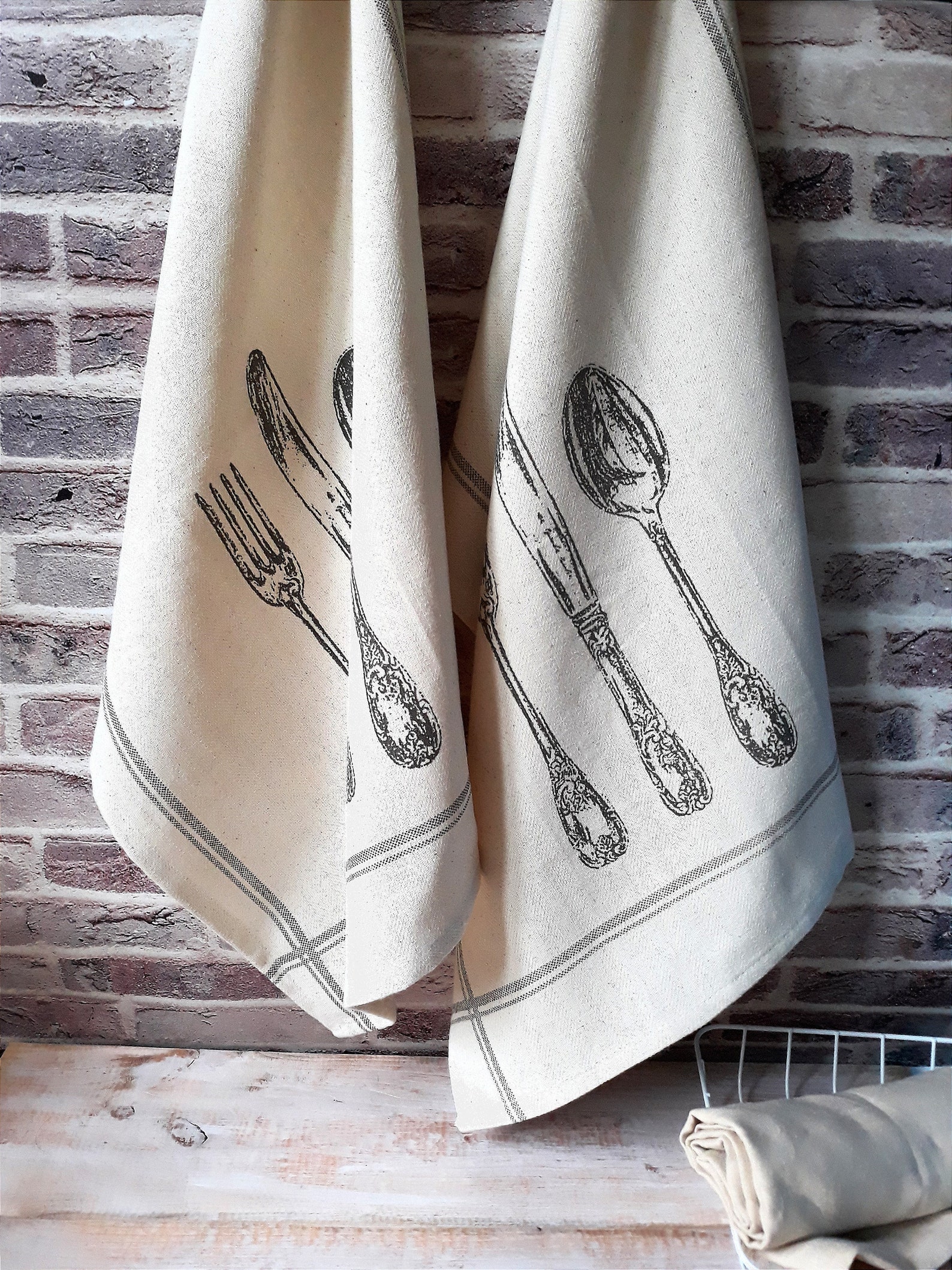 Dish towel with loop linen kitchen towel tea towels set of Etsy