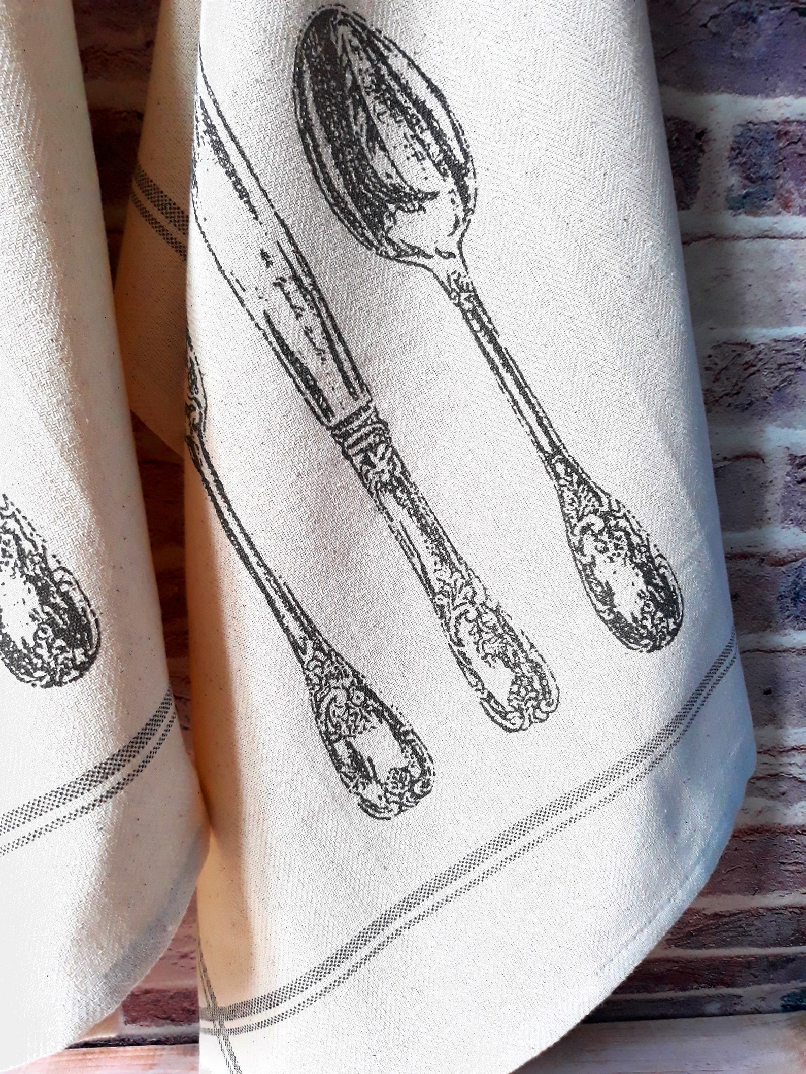 Dish towel with loop linen kitchen towel tea towels set of Etsy