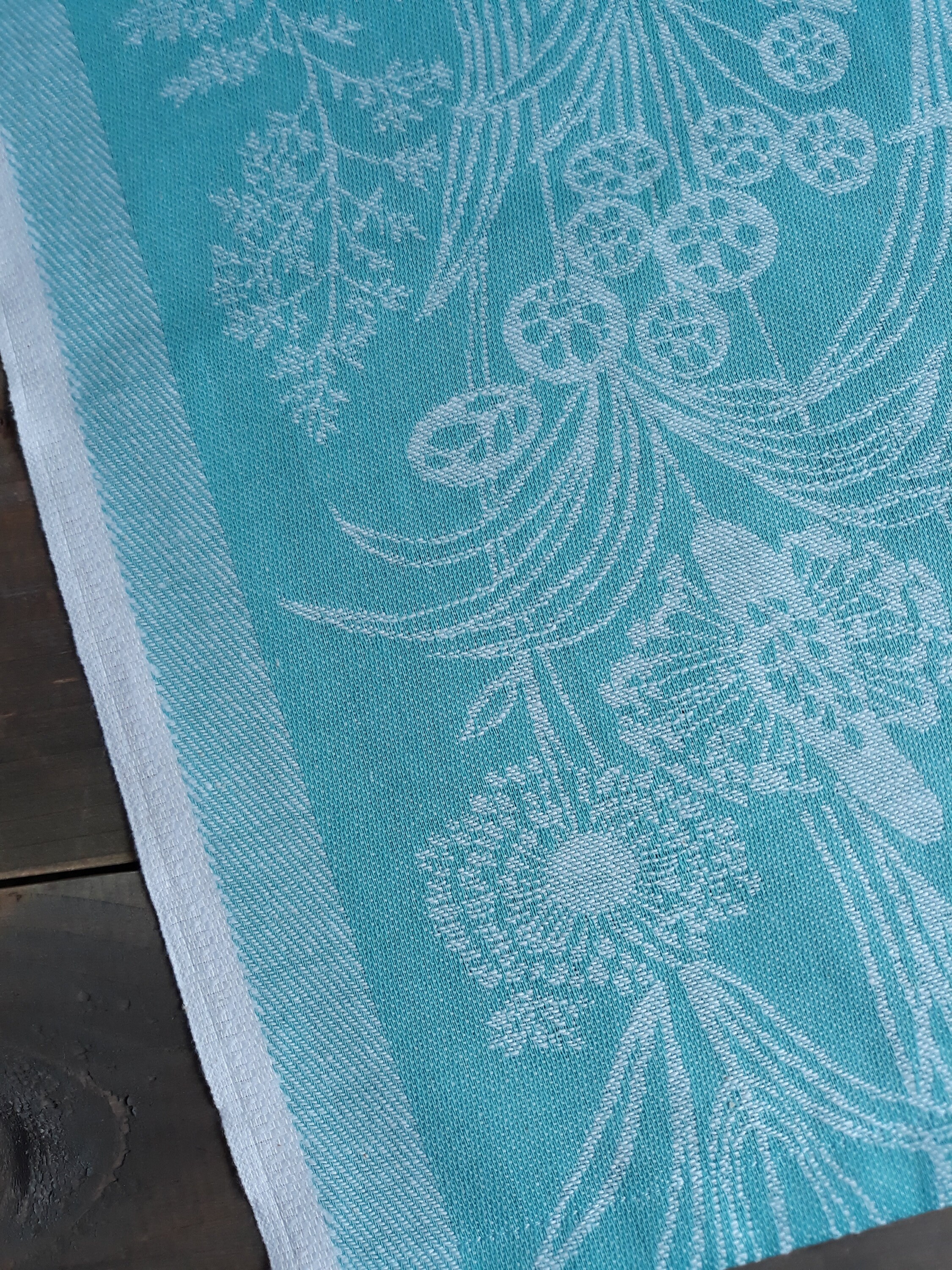 Turquoise blue Decorative Table Runner Jacquard Dining Table Etsy