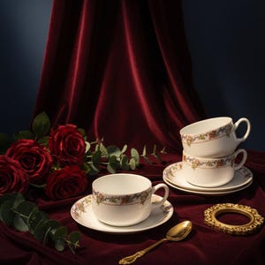 ババリア ドイツ製 金彩 デミタスカップ&ソーサー Bavaria バラ柄 薔薇 
