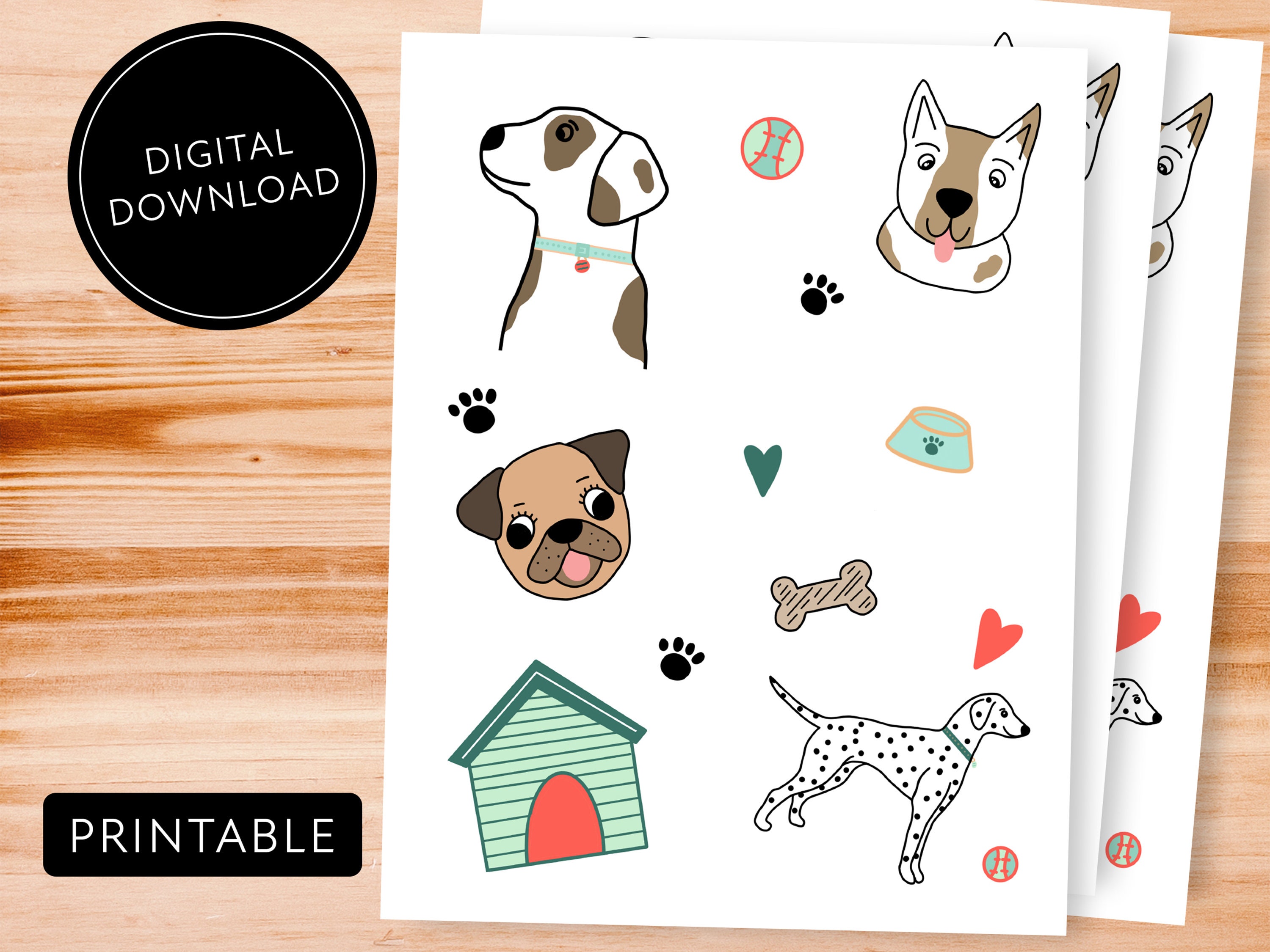 Dog Stickers Puppy Themed Sticker Sheet Colorful Dog Etsy