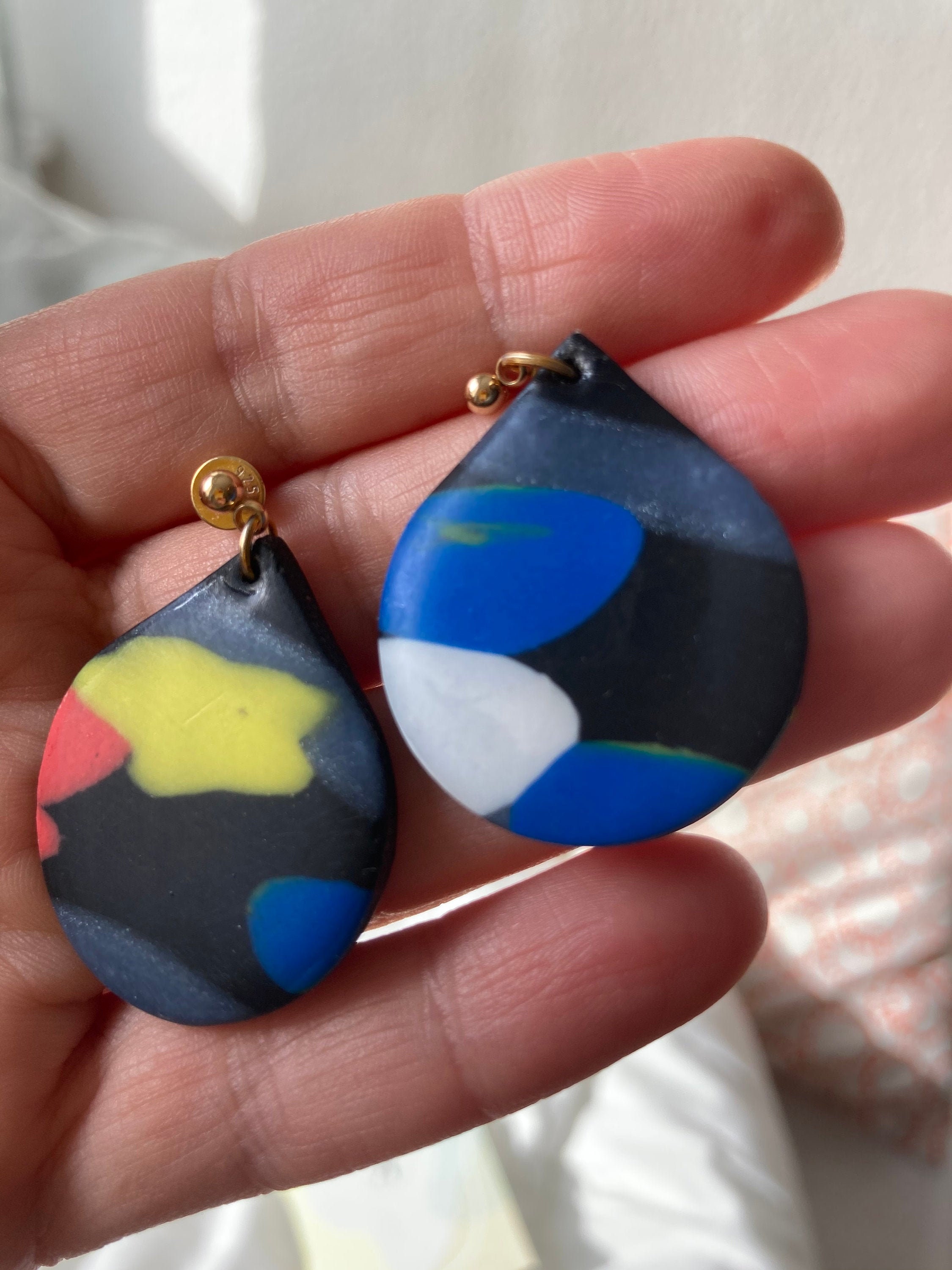 Funky earrings splash of colour Etsy