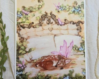 Kunstdruck - Schläfriges Rehkitz 20x30