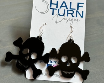 Acrylic Novelty Pirate Skeleton Skull Dangle Earrings Halloween...