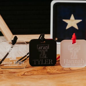 Texas Tech Custom Luggage Tag, Personalized TTU Red Raiders Acrylic Bag Tag, Officially Licensed Texas Tech Gift for Students Alumni Fans