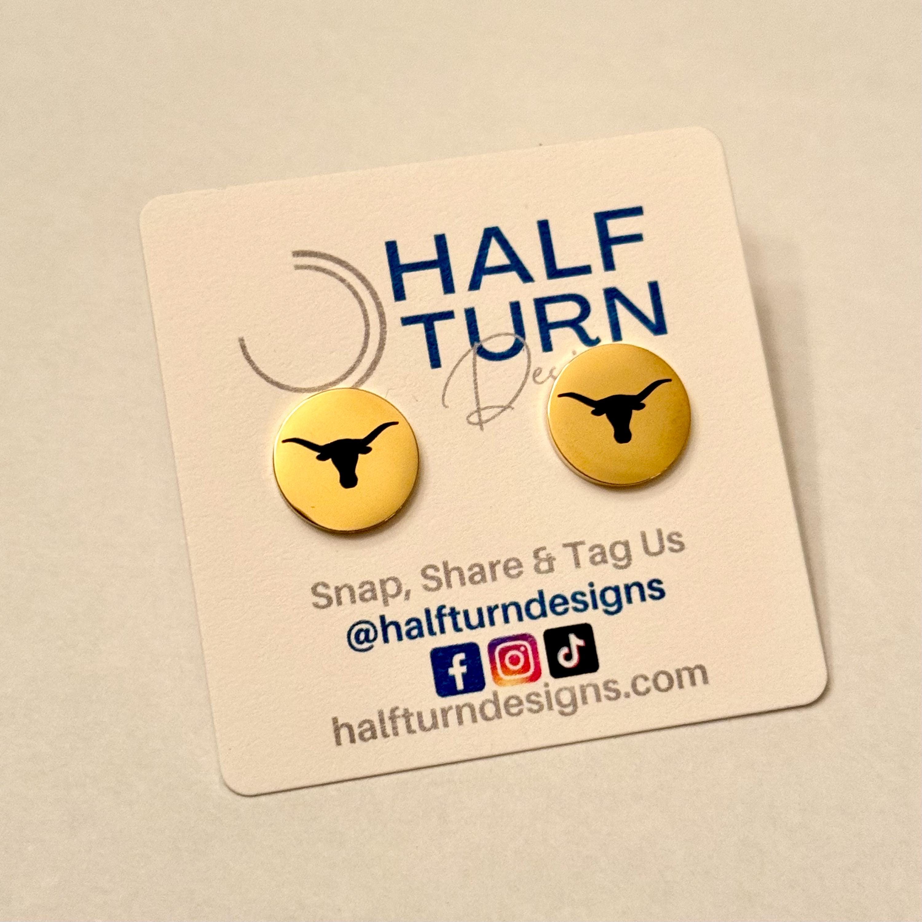Texas Longhorns Enamel Logo Stud Earrings in Shiny Gold main image 0