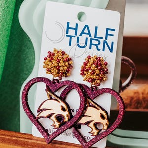 Texas State Bobcat earrings, Officially Licensed Game Day Jewelry for TXST students, alumni & fans