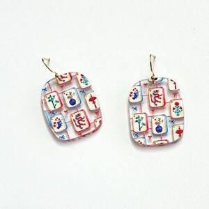 Mahjong jewelry gift for women who play mahjong and love statement earrings