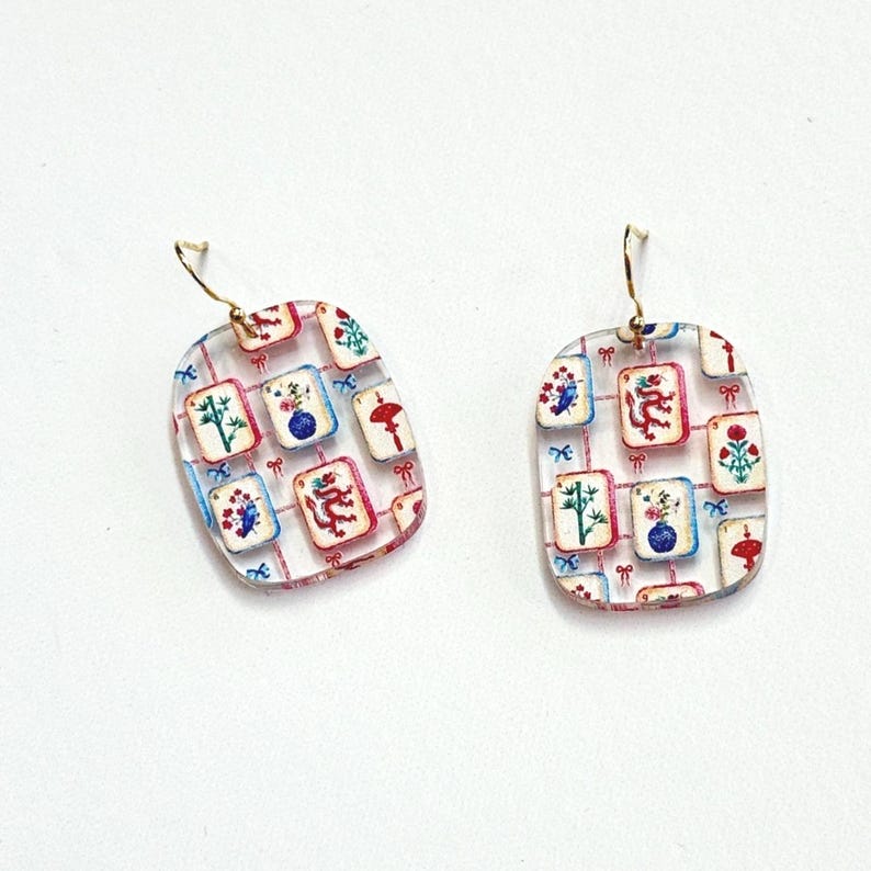Mahjong jewelry gift for women who play mahjong and love statement earrings