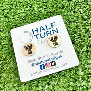 Texas Tech Stud Earrings, Red Raider Earrings, TTU Engraved Earrings, Game Day Earrings, Gift for Alumni & Students, Stainless Steel Studs