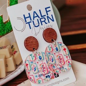 Bright Mahjong Tile Earrings for Mahj Game Lovers