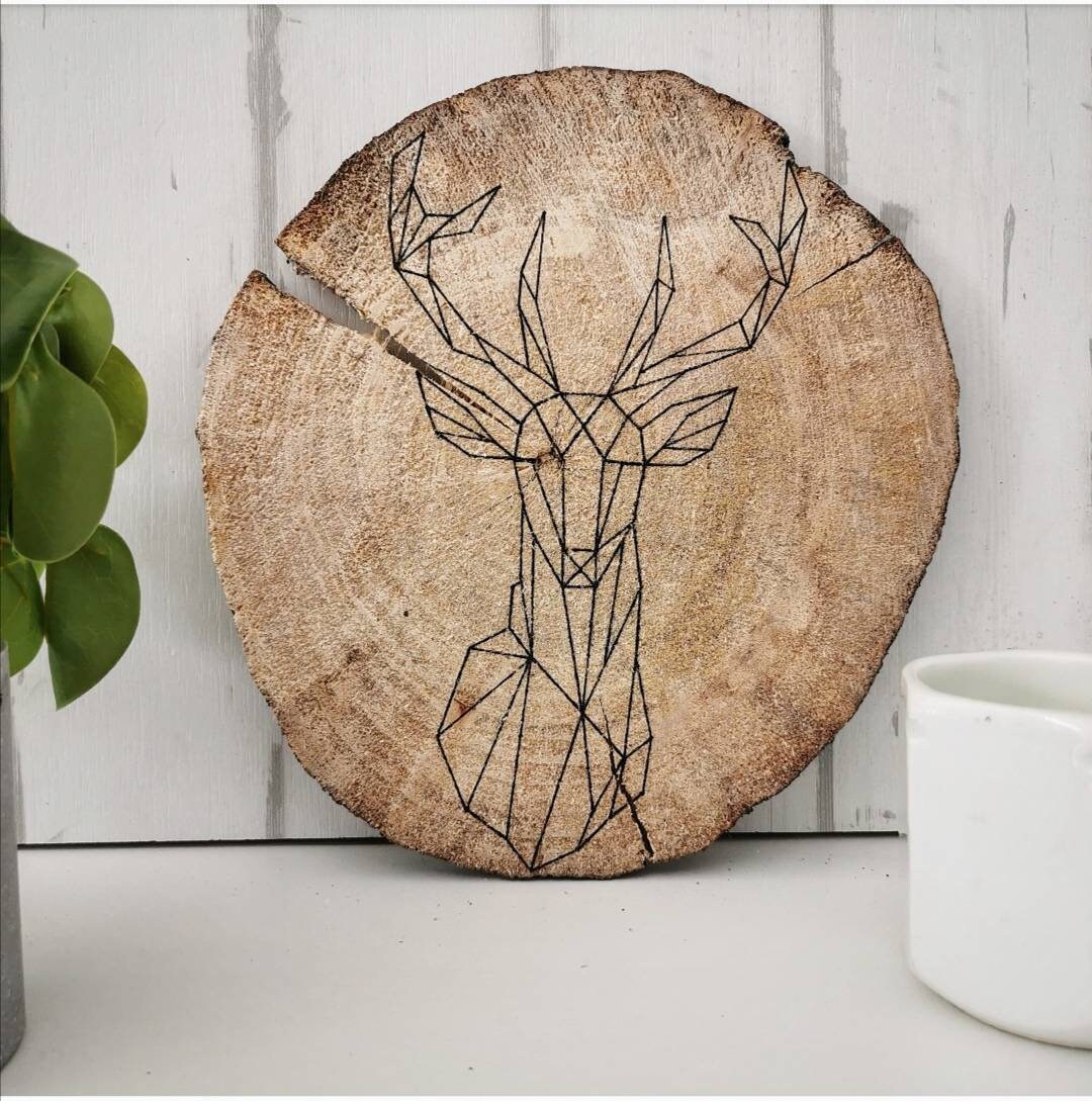 Origami Style Animaux Bois Cerf/Trophée de Chasse Champêtre Scandinave Décoration Intérieure/ Chambr