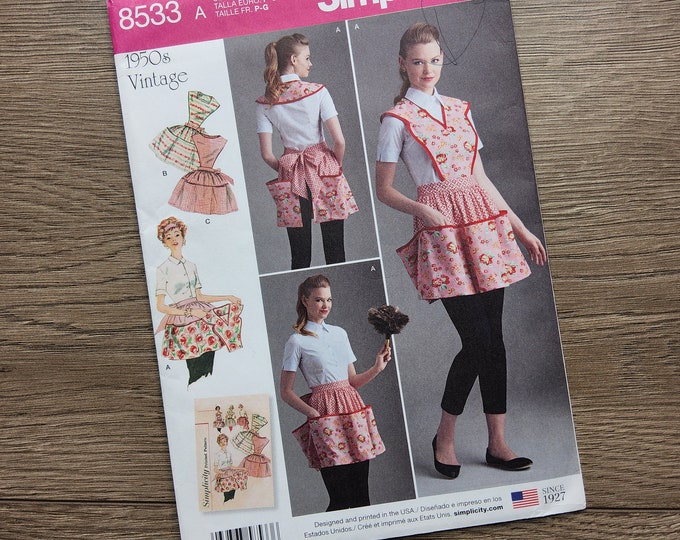 Vintage 1950s Apron With Detachable Bib Sewing Pattern Simplicity 8533 ...