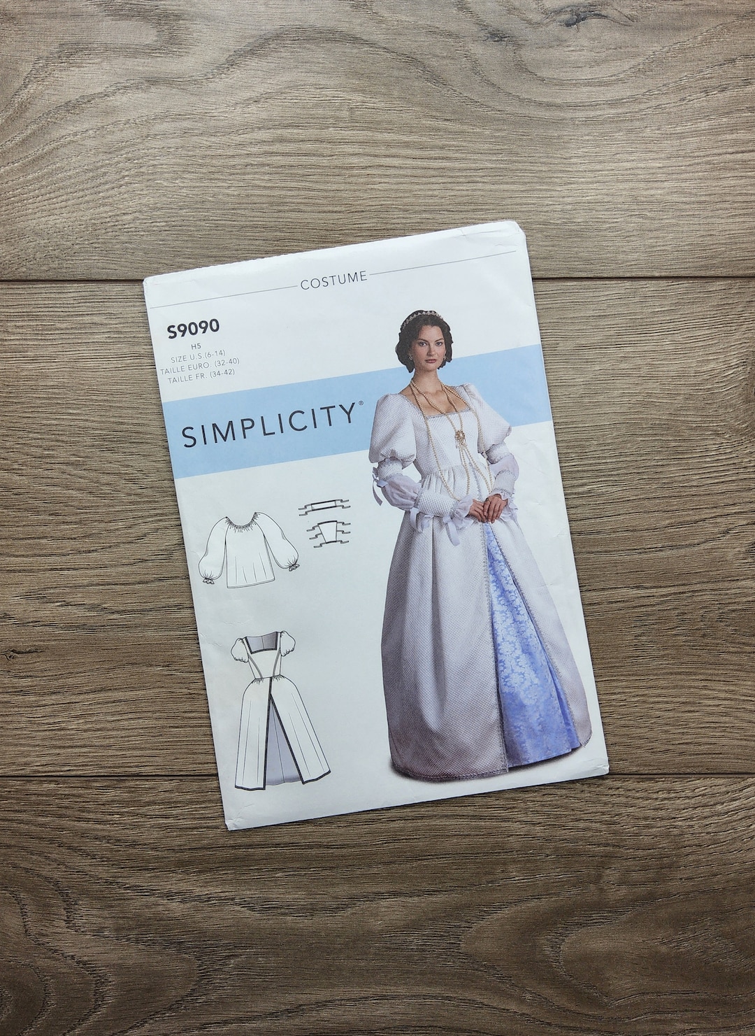 Renaissance Gown Costume Sewing Pattern Simplicity S9090 Sz 6-14 or 14 ...