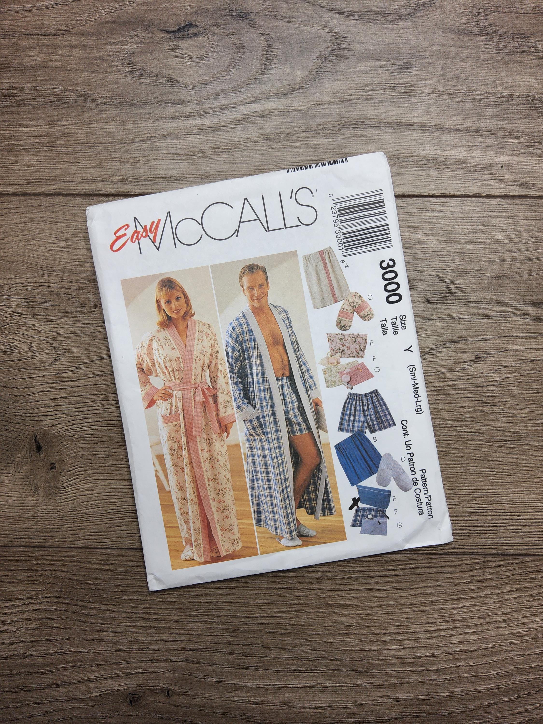 Adult Robe, Wrap, Shorts, Slippers Sewing Pattern Sz S-L McCall's 3000