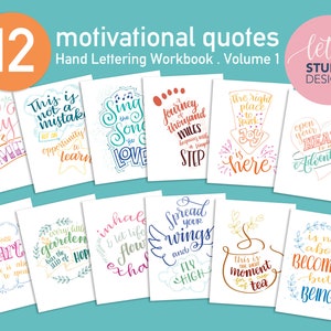 12 Motivational Quotes Hand Lettering Practice Workbook vol.1 Brush Pen Calligraphy