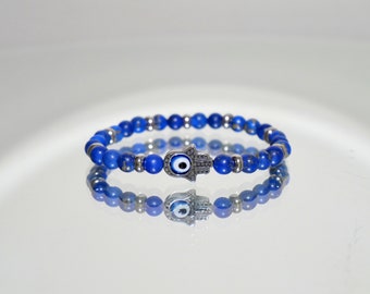 Lapis Lazuli Evil Eye Beaded Bracelet