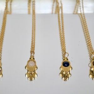 Stainless Steel Hamsa Hand Featuring Labradorite, Tiger&#39;s Eye, Amethyst, Rose Quartz, Onyx Stones