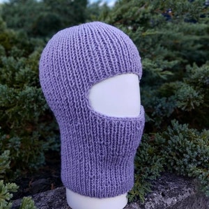 Lawanda color hat Balaclava hat Knit balaclava Wool helmet Knit hat Mask hat Purpule hat Ski mask Winter hat Violet hat
