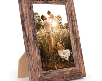 Personalized Wooden Picture Frame Dark Wood Vintage Picture Frame Custom Rustic Wood Photo Frames for Wall Desktop Display Picture Frame