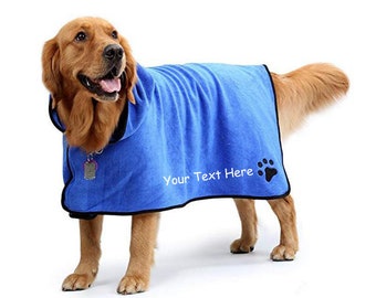 Sudadera con capucha para perro personalizada DOG Easy Wear Dog Towel. Lujosamente suave, de secado rápido. Cinturón suave incluido bata de felpa para perro. Batas para perros personalizadas y extragrandes