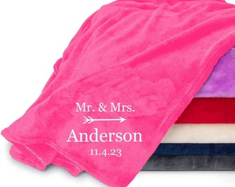 Personalized Couple Blanket with Name and Anniversary Date Super Soft and Cozy Mr and Mrs Custom Blanket for Couples Gifts for Husband Wife