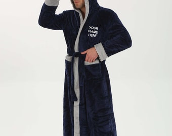 Accappatoio da uomo personalizzato, regalo di compleanno, accappatoio da uomo, accappatoi lunghi con cappuccio morbidi e morbidi da uomo, accappatoi da uomo di lusso, accappatoio regalo per papà