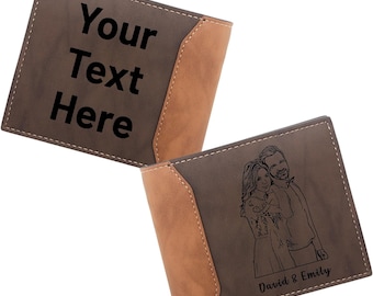 Personalized Wallets for Men with Name & Photo - Luxurious and Durable PU Leather Engraved Bi-fold Wallets for Dad, Husband and Colleagues