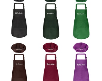 Personalized Kids Apron And Chef Hat Set - Children’s Apron With Name - Chef Hat With Cooking Apron - Baking Apron For Kids - Gift For Kids
