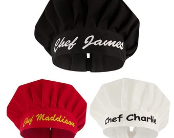 Personalized Chef Hats for Men and Women - Custom Chefs Hat with Embroidered Name - Adjustable Adult Cooking Hat
