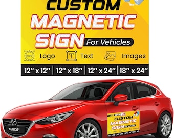 Personalized Magnetic Signs for Vehicles 2 Pack - Thick Vinyl Car Magnet Signs with Images, Text, Logo for Businesses & Event Promotions