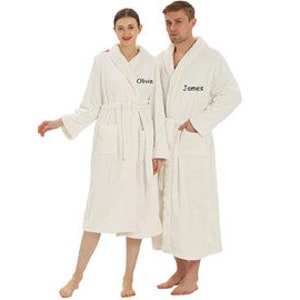 2pc His and Her Plush Robes with Custom Names - Personalized Couple Robes for Women & Men, Soft Luxurious Spa Bathrobes ,Valentines day gift