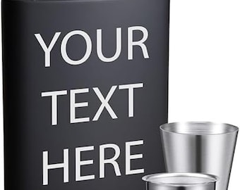 Personalized Hip Flask for Men - 6oz Stainless Steel Flask Set with Shot Glass & Funnel - Luxury Black Customized Flasks for Wedding