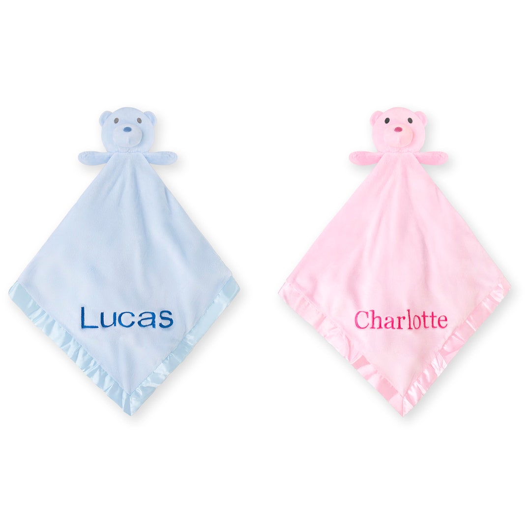 Personalized Animal Lovey Baby Blanket With Custom Embroidered Name