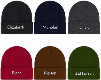 Personalized Beanie Hats for Men and Women – Acrylic Thick Thermal Knit Skull Beanie Winter Hat – Unisex Cuffed Beanie Hat