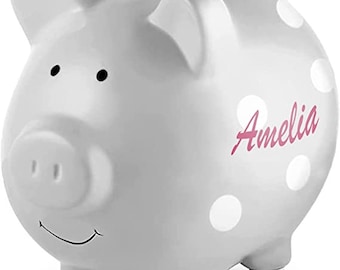 Personalized Passion-Ceramic Piggy Banks for Kids Perfect Sized Cute Coin Saving | 4 Vibrant Colors Cool Coin Bank for Girls Boys Penny Box