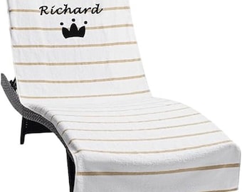 Personalized Pool Lounge Chair Towel Cover 30"x85" - Highly Absorbent Ring Spun Cotton Beach Chair Cover for Outdoor, Hotel, Pool Sunbathing