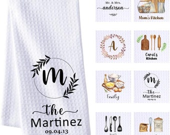 Toallas de cocina personalizadas con tejido gofrado - 40 x 60 cm - Toallas monogramadas para cocina - Paños decorativos - Toalla de mano de microfibra para cocina