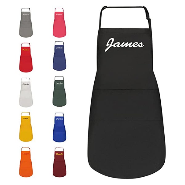 Personalized Aprons for Men and Women - Custom Apron with Embroidered Name & Pockets for Kitchen Restaurant Painting Crafting