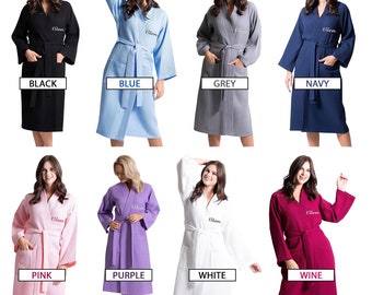 Robes de gaufre personnalisées pour cadeau de fête des mères, robes de bain personnalisées pour femmes avec nom sur le devant et le dos Robes de spa ultra douces et luxueuses