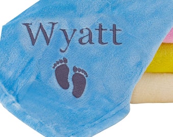 Personalized Baby Blankets Boys Girls Super Soft Breathable Custom Baby Blanket with Name Feet Fleece Baby Blankets Crib Couch Bed Car 28x40