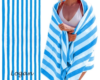 Personalized Beach Towels for Adults - Pool Towels with Name - 100% Cotton Striped Beach Towels for Women & Men - 70"x30" Quick Dry Towels