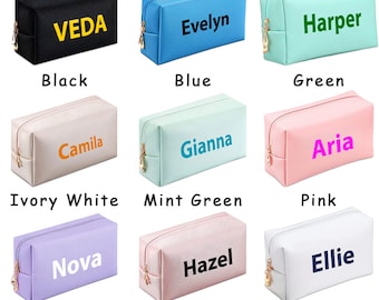 Custom Makeup Bags Personalized Women Perfect Sized PU Leather Plain Cosmetic Pouch Birthdays Parties custom name Waterproof Travelling Bag